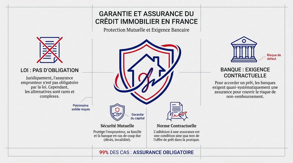 Comparaison entre obligation légale et exigence bancaire pour l'assurance emprunteur
