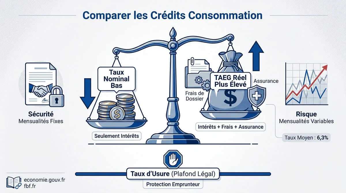 Comparaison des taux de crédit à la consommation et TAEG