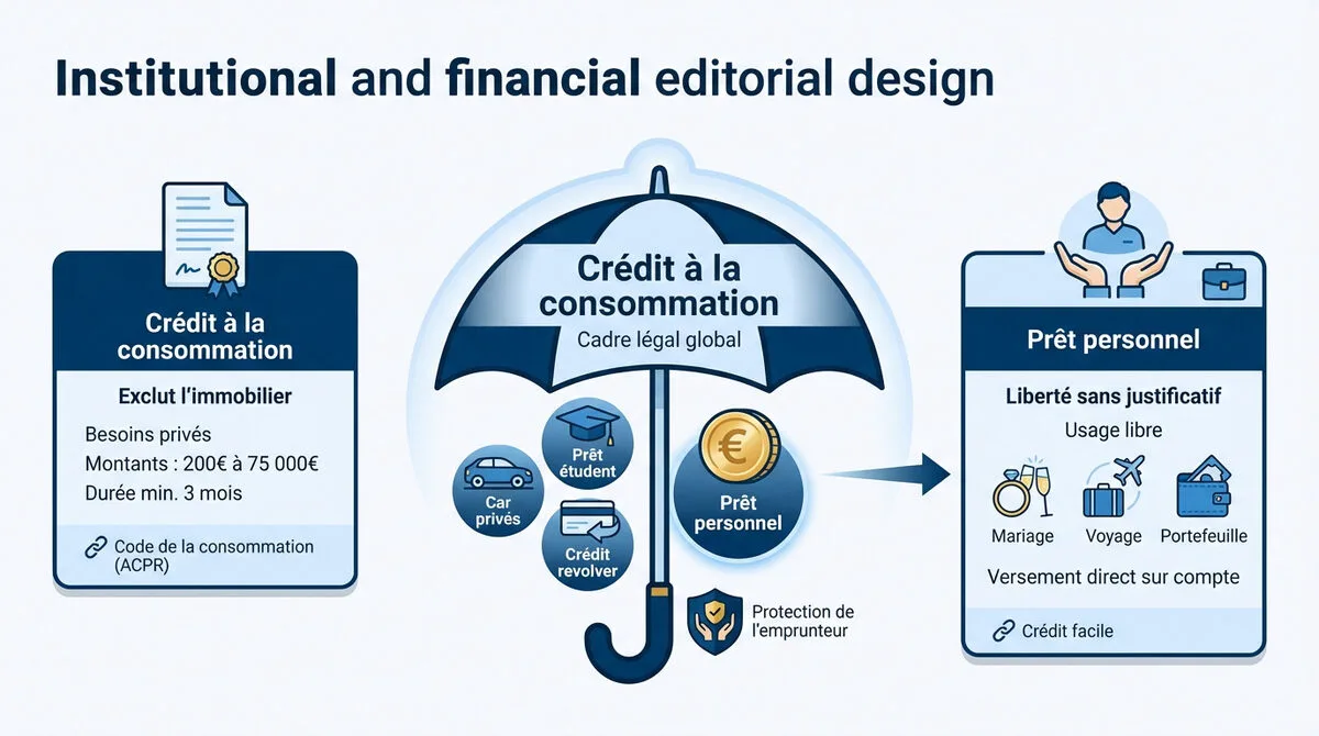 Infographie expliquant la différence entre crédit à la consommation et prêt personnel
