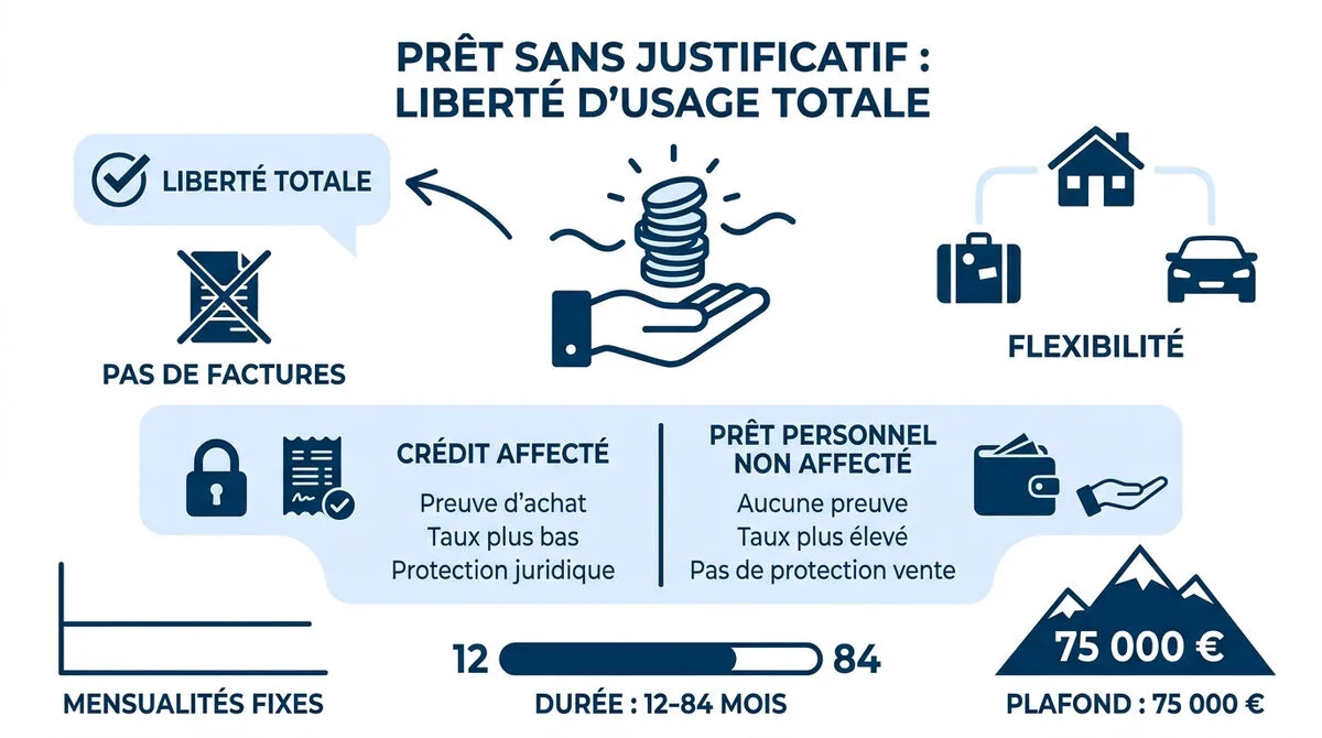 Liberté d'utilisation des fonds pour un prêt personnel sans justificatif