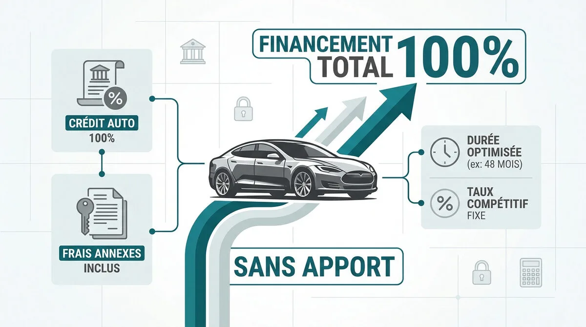 Financement auto total à 100 pourcent sans apport personnel