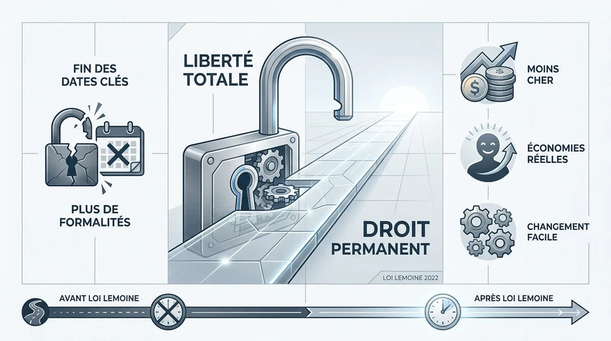 Infographie sur la liberté et les économies réalisées grâce à la loi Lemoine