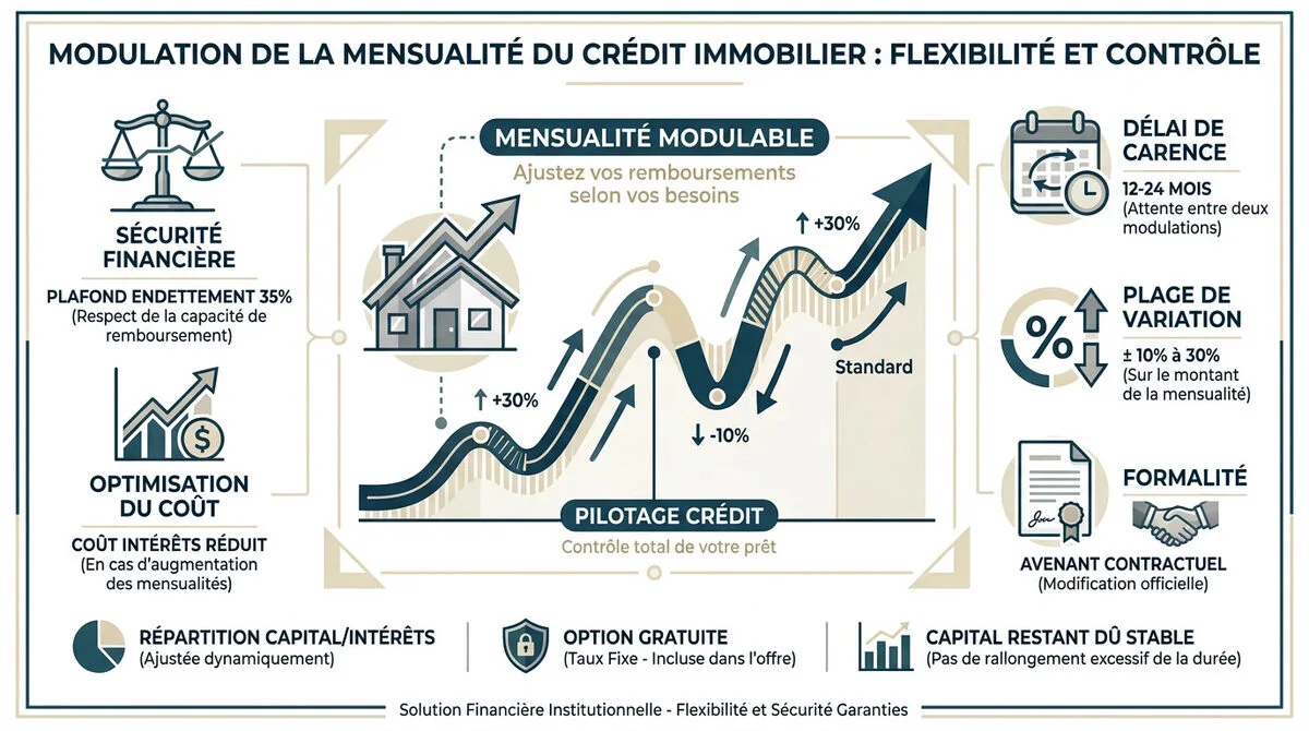 Graphique expliquant l'impact de la modulation des mensualités sur la durée du crédit immobilier