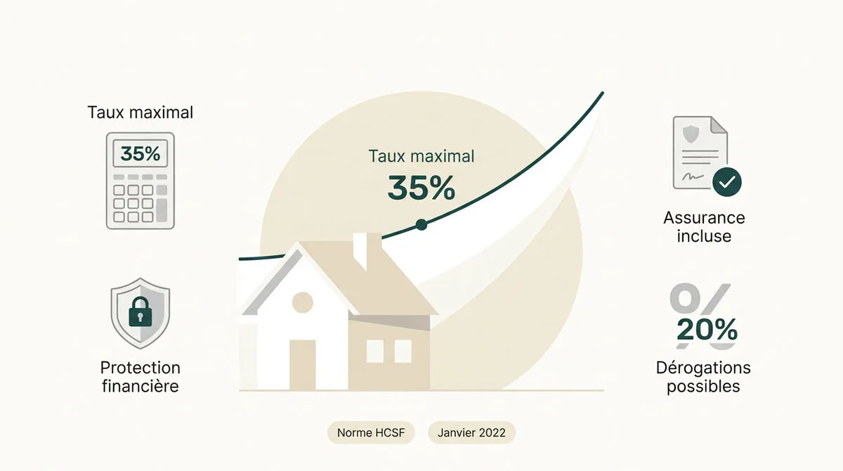 Graphique illustrant le plafond des 35 pour cent de taux d'endettement pour un achat immobilier