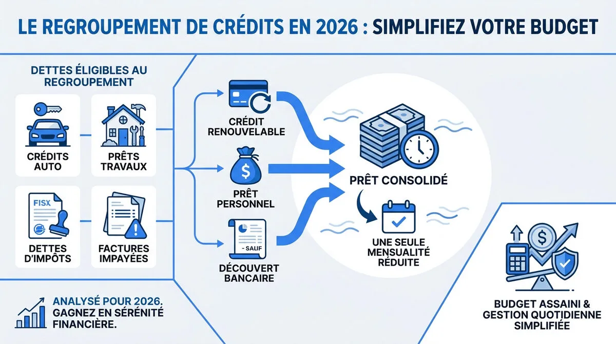 Illustration d'un regroupement de crédits pour simplifier son budget en 2026