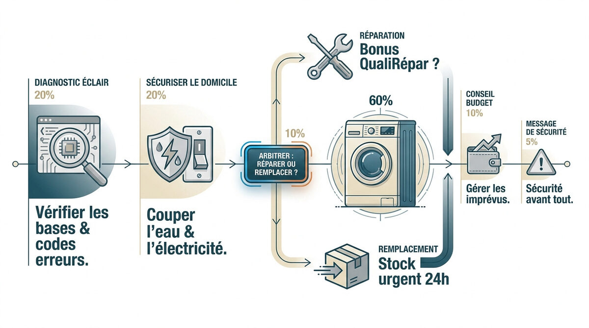 Diagnostic d'un lave-linge en panne pour un achat d'urgence
