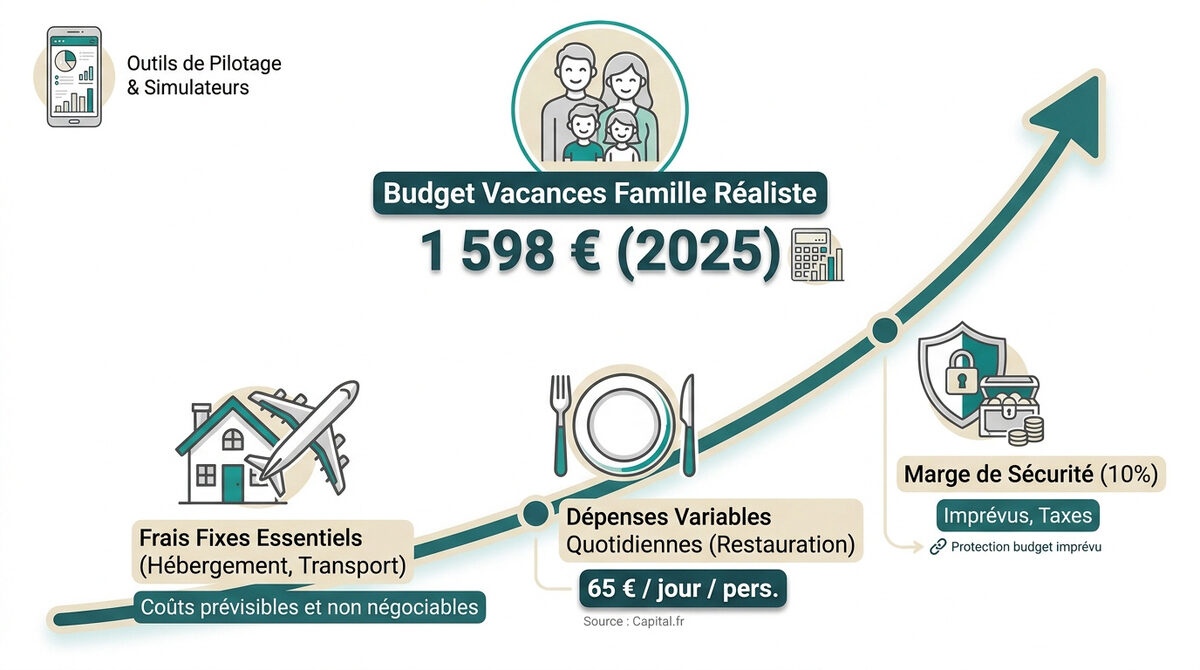 Tableau de bord pour calculer son budget vacances famille en 2025