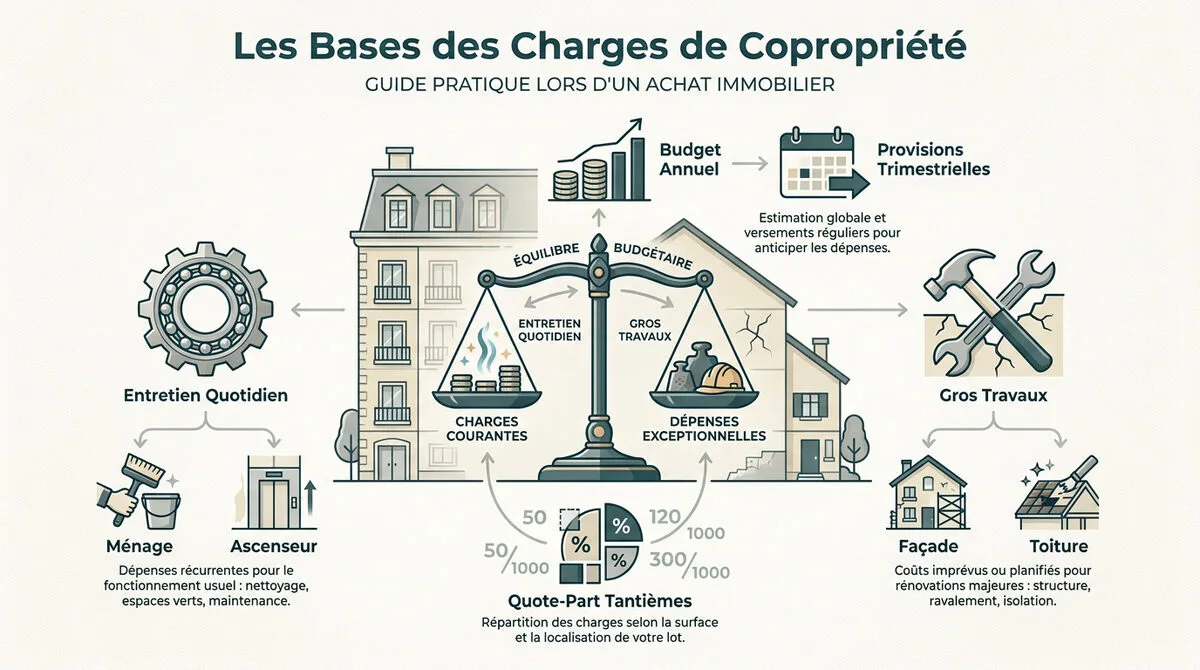 Immeuble en copropriété représentant les charges liées à l'achat immobilier