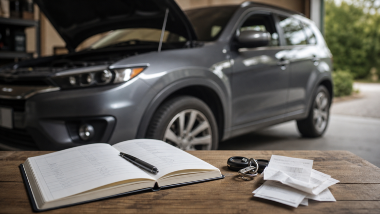 Voiture en entretien avec carnet de budget