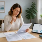 Femme reflechissant a ses options dassurance
