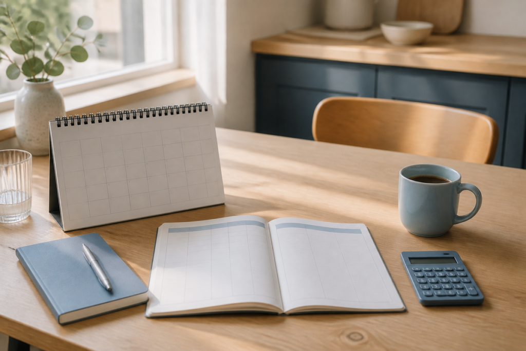Calendrier et carnet pour préparer son budget avant un changement de travail