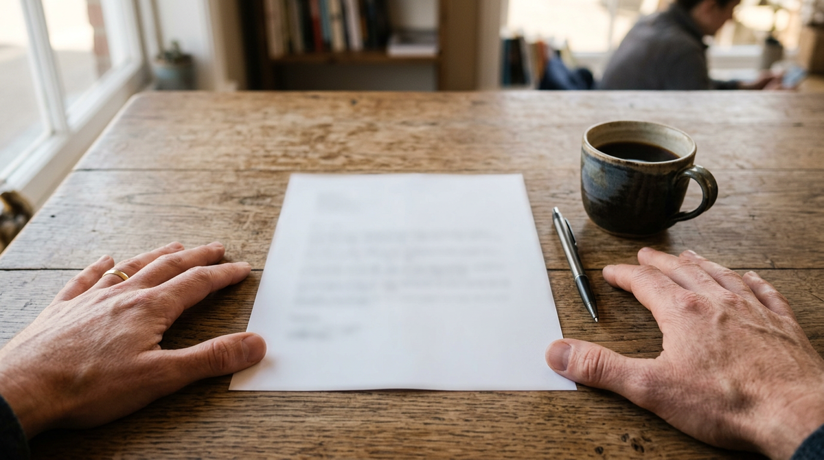 Document papier avec un tableau de remboursement manuscrit et un stylo posé dessus