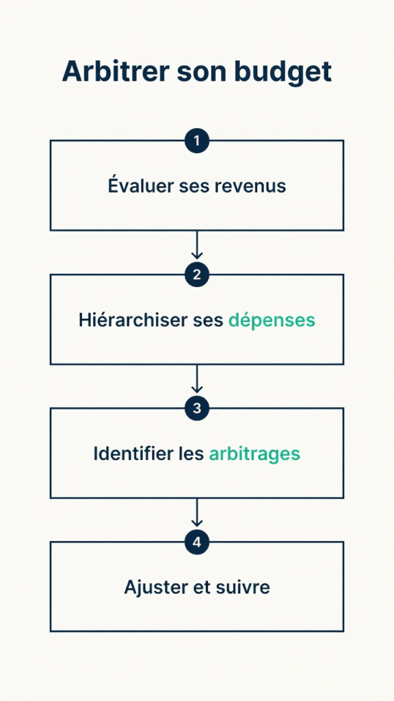 Infographie des quatre niveaux d'arbitrage budgétaire entre assurance et crédit, du décalage d'échéance à la suppression de garantie
