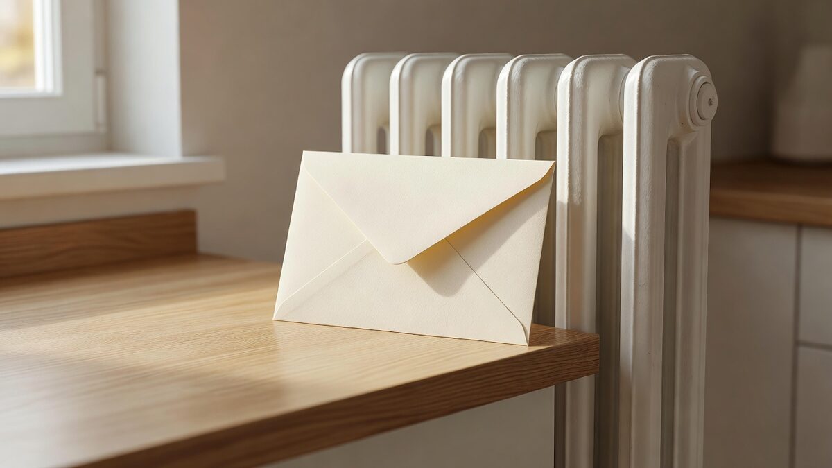 Enveloppe fermée, radiateur blanc.