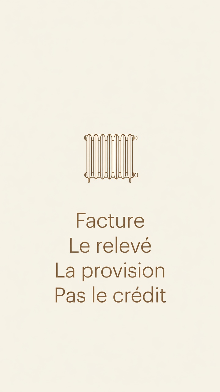 Schéma : le relevé, la provision, pas le crédit.